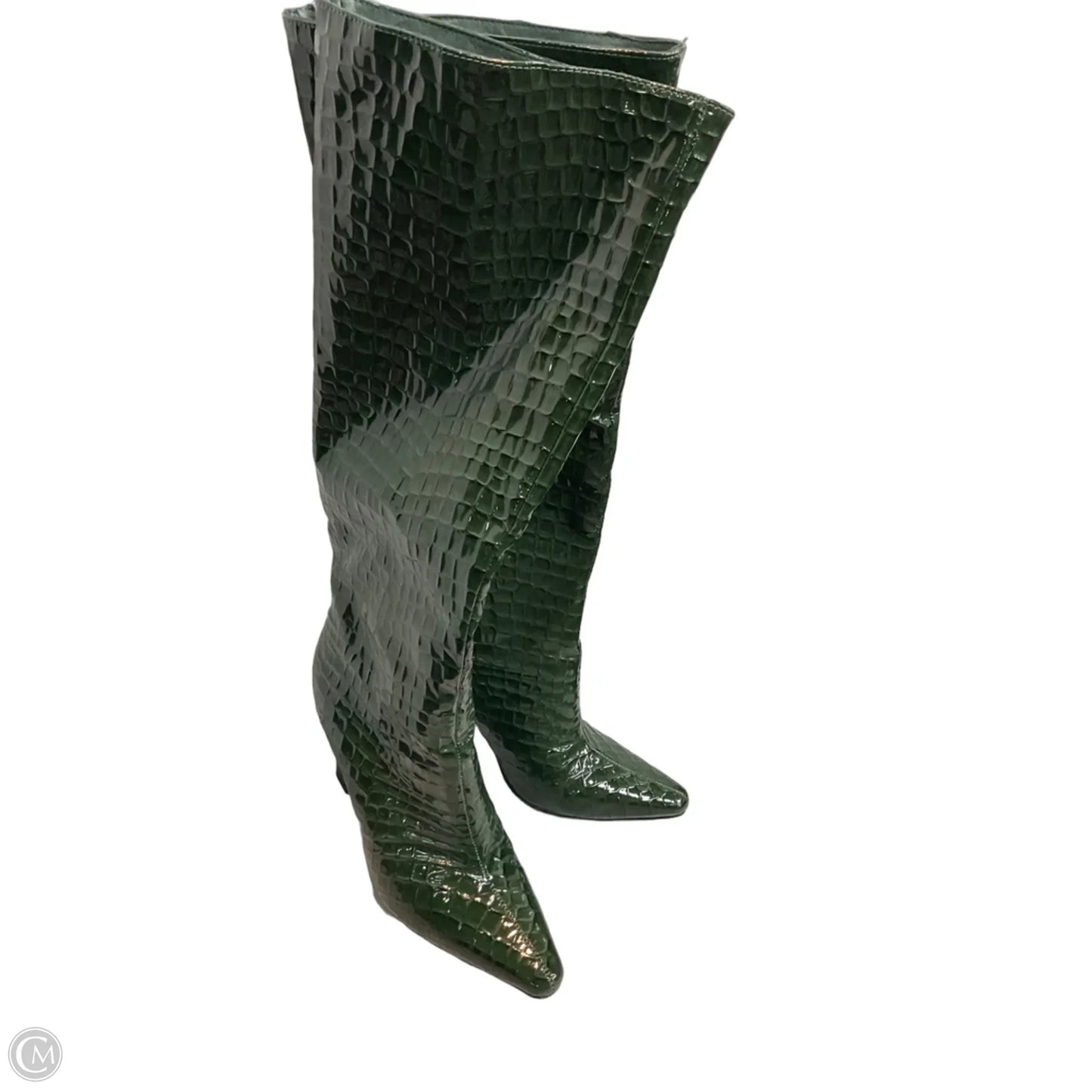Boots Knee Heels By Clothes Mentor In Green, Size: 8