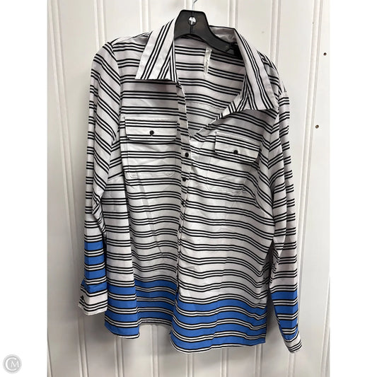 Blouse Long Sleeve By Ny Collection In Striped Pattern, Size: 2x
