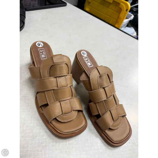 Sandals Heels Block By Clothes Mentor In Tan, Size: 9.5