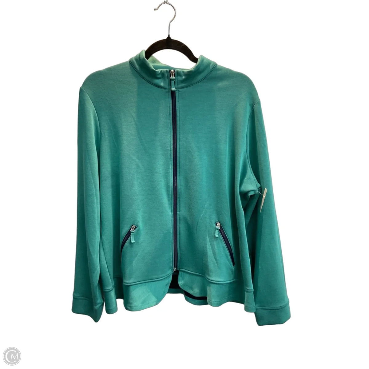 Jacket Fleece By Chicos In Teal, Size: L