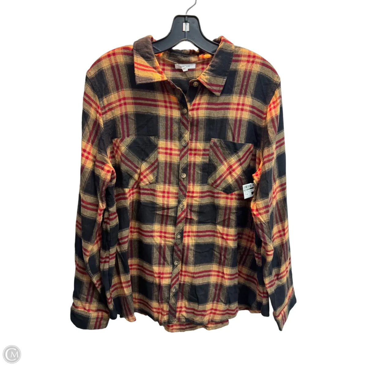 Top Long Sleeve By Maurices In Plaid Pattern, Size: Xl