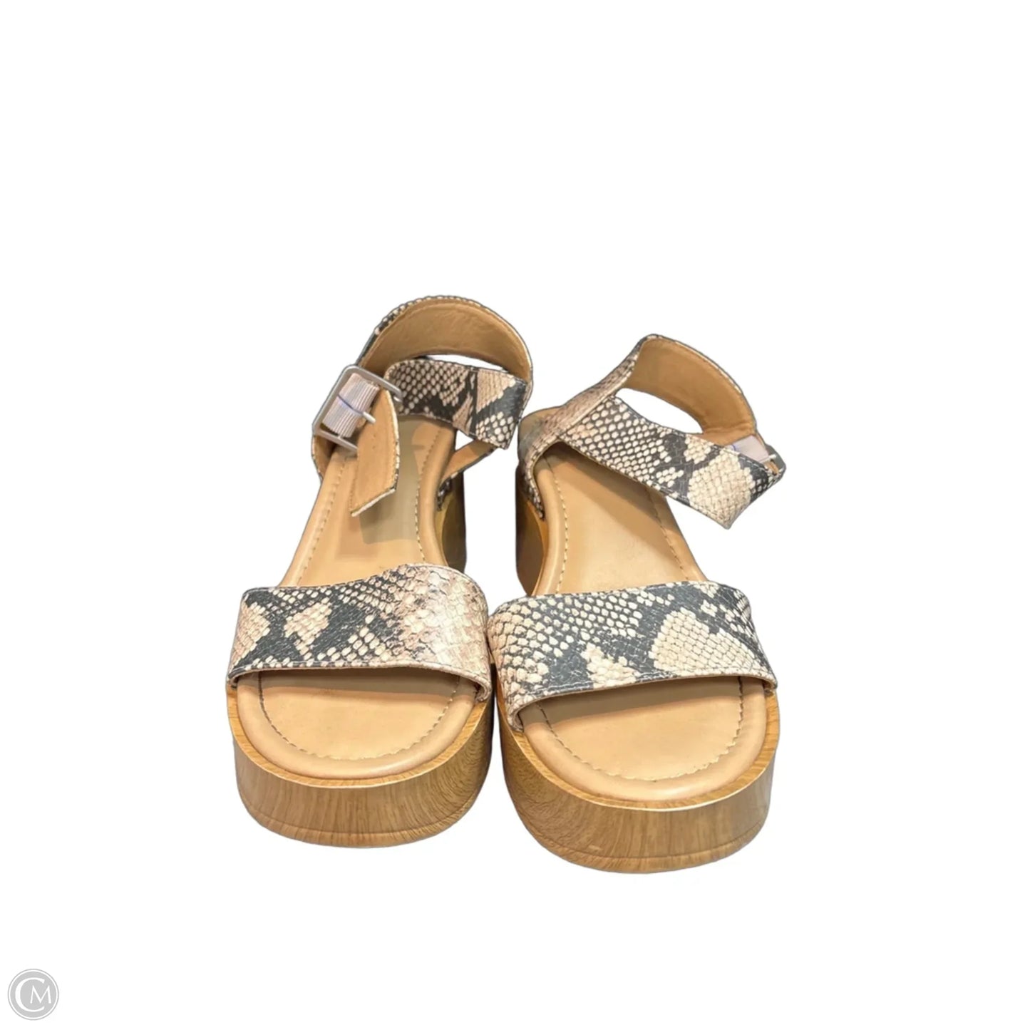 Sandals Heels Wedge By Universal Thread In Snakeskin Print, Size: 7