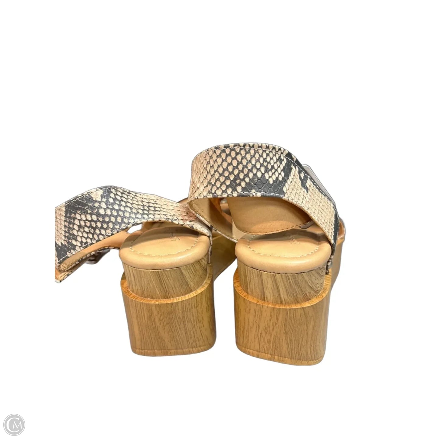 Sandals Heels Wedge By Universal Thread In Snakeskin Print, Size: 7