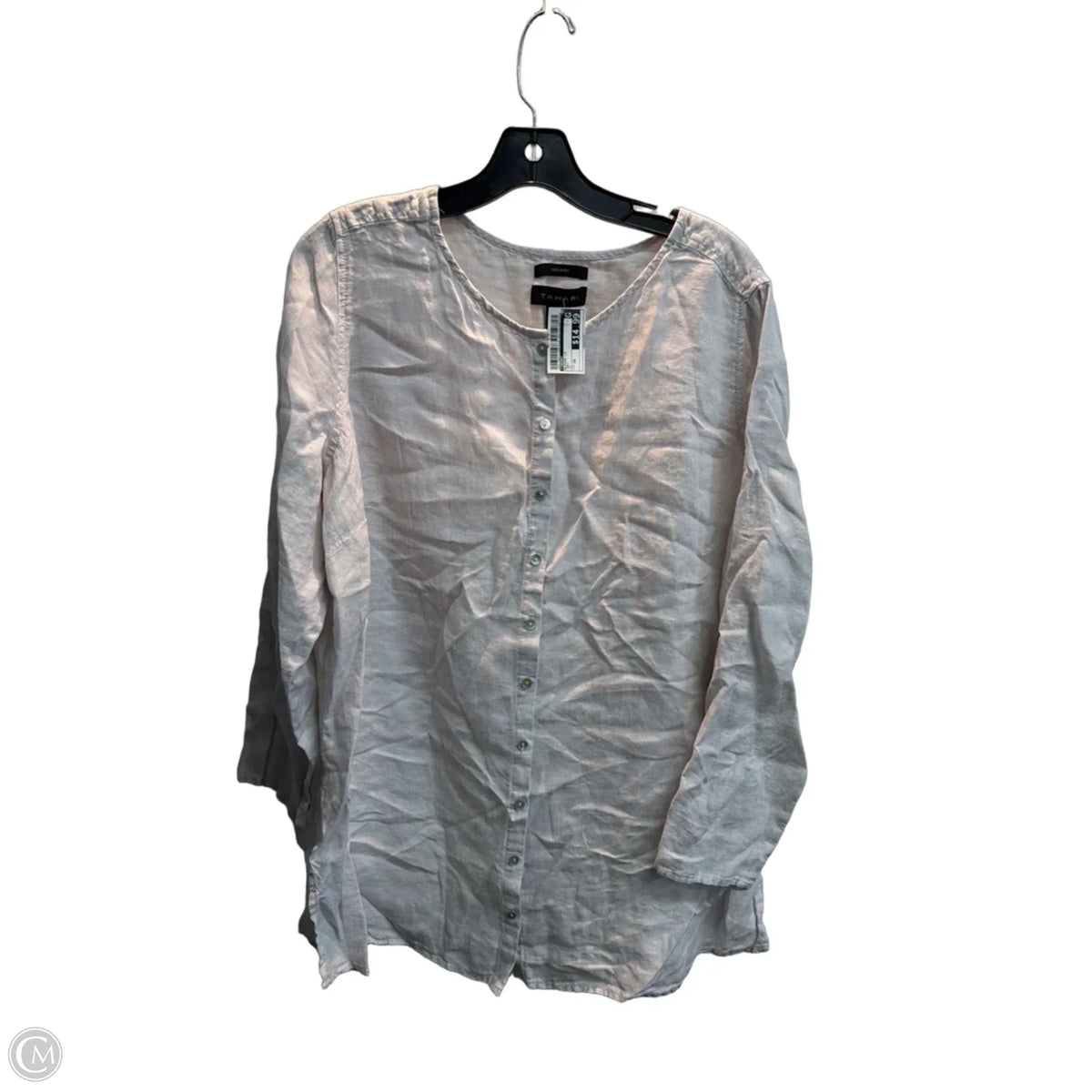 Blouse Long Sleeve By Tahari In Grey, Size: 1x