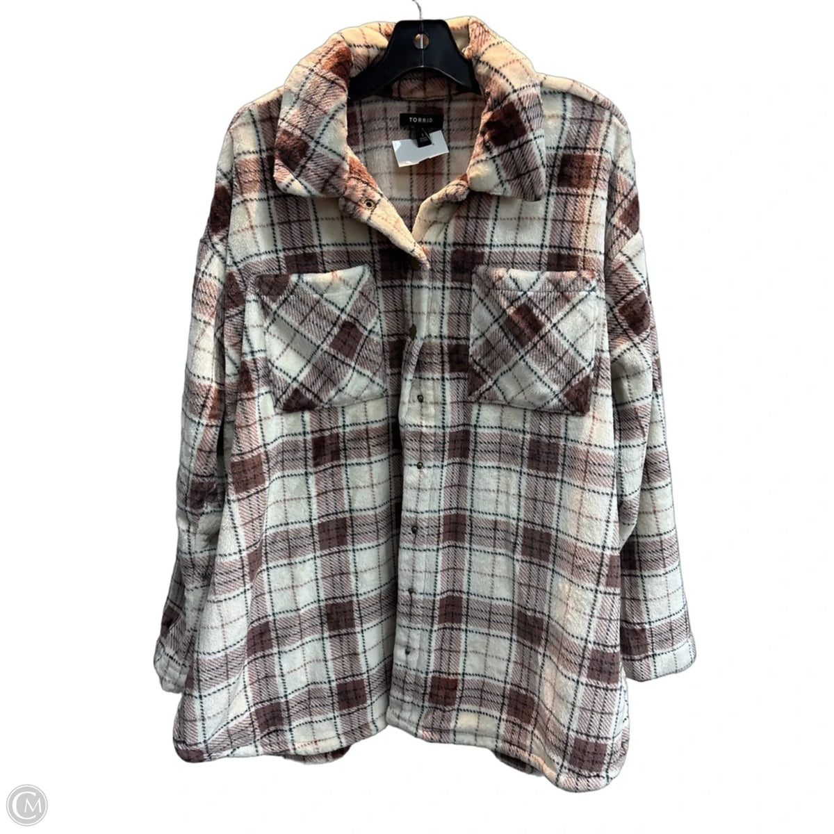 Jacket Fleece By Torrid In Checkered Pattern, Size: 1x