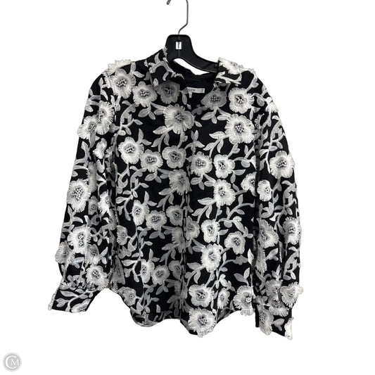 Blouse Long Sleeve By Chicos In Black & White, Size: S