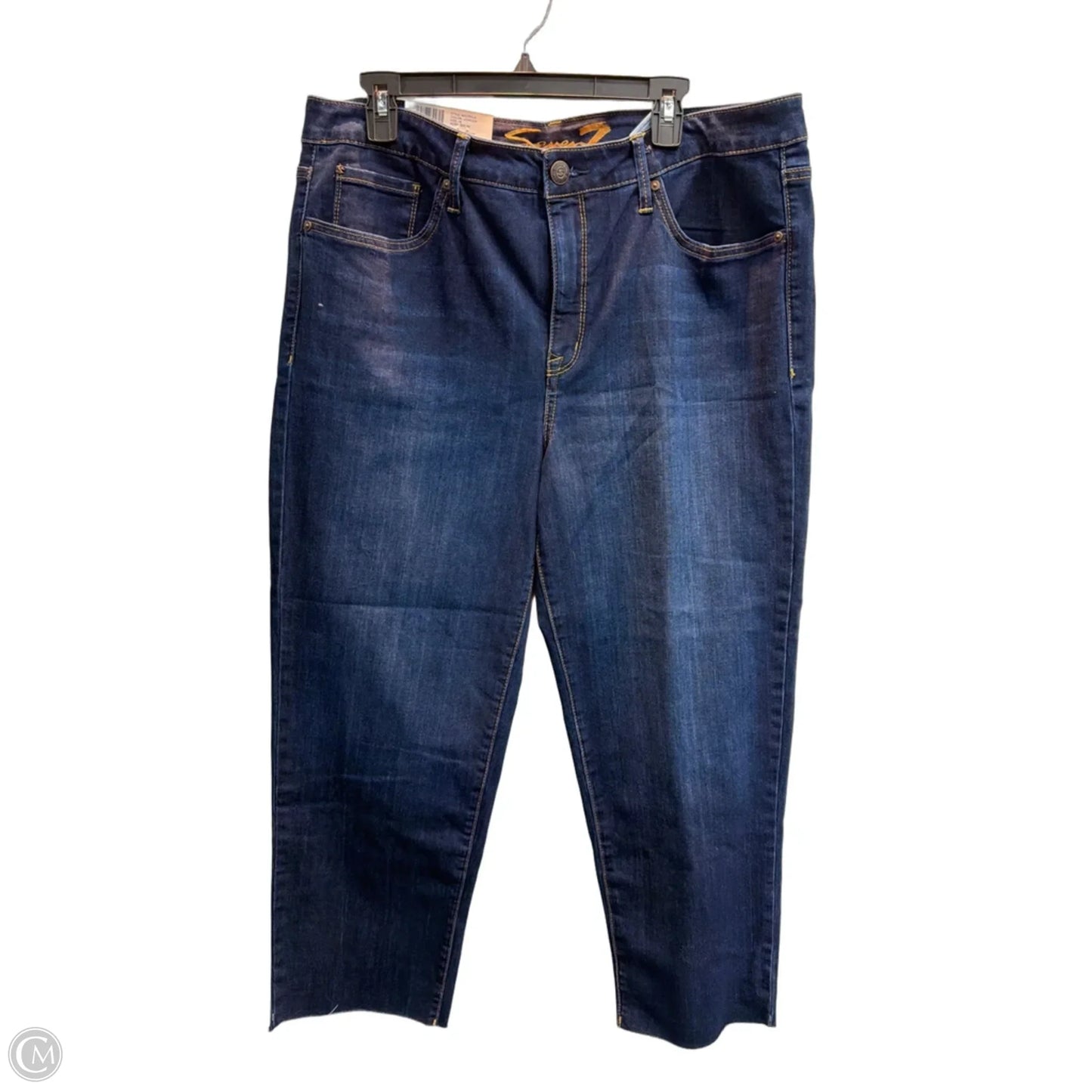 Jeans Cropped By Seven 7 In Blue Denim, Size: 16