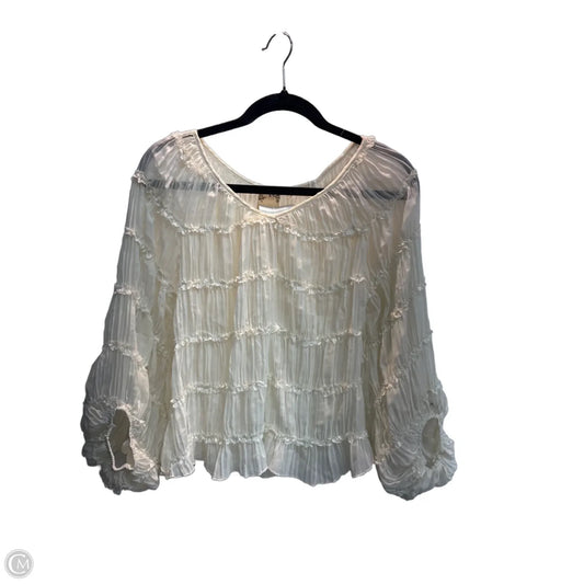 Blouse 3/4 Sleeve By Blu Pepper In Cream, Size: Xs