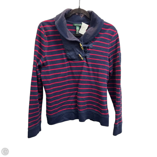 Sweatshirt Collar By Lauren By Ralph Lauren In Striped Pattern, Size: L