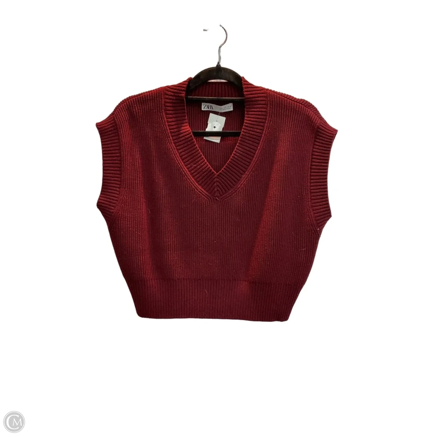 Vest Sweater By Zara In Maroon, Size: L