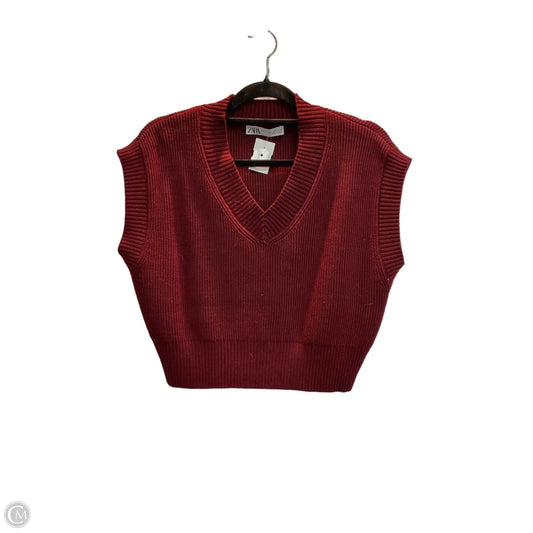 Vest Sweater By Zara In Maroon, Size: L
