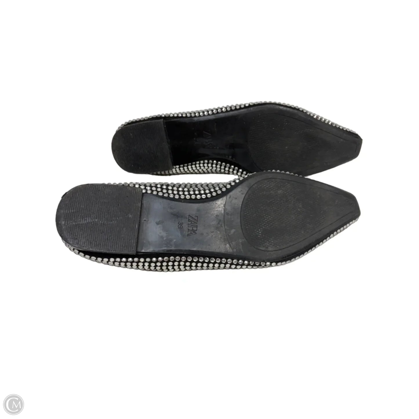 Shoes Flats By Zara In Black & Silver, Size: 8