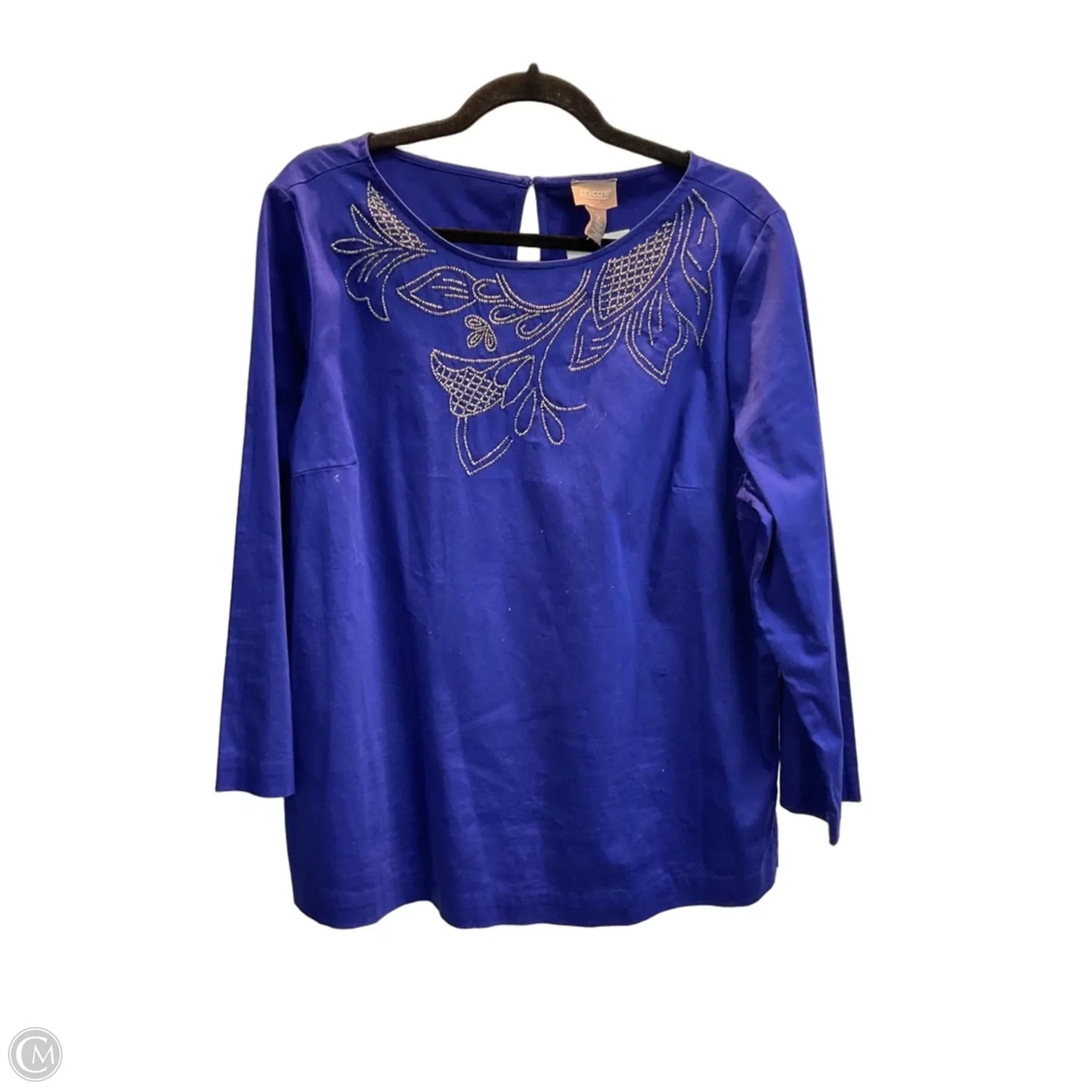 Blouse 3/4 Sleeve By Chicos In Blue, Size: L