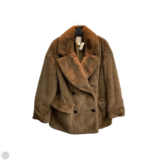 Jacket Faux Fur & Sherpa By H&m In Tan, Size: S