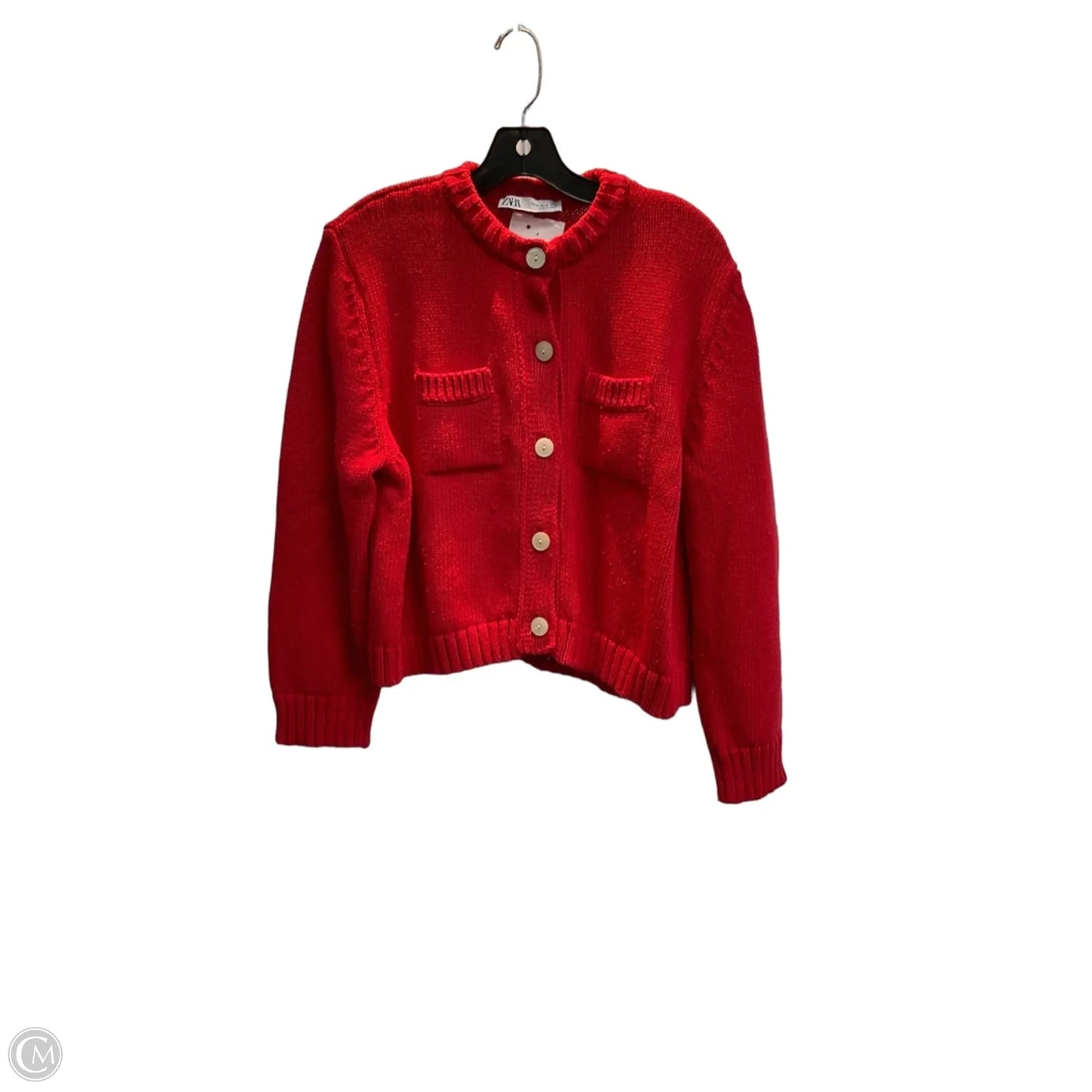 Sweater Cardigan By Zara In Red, Size: Xl