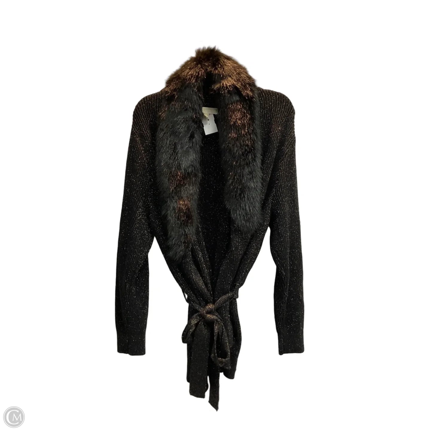 Sweater Cardigan By Michael By Michael Kors In Black & Gold, Size: Xl
