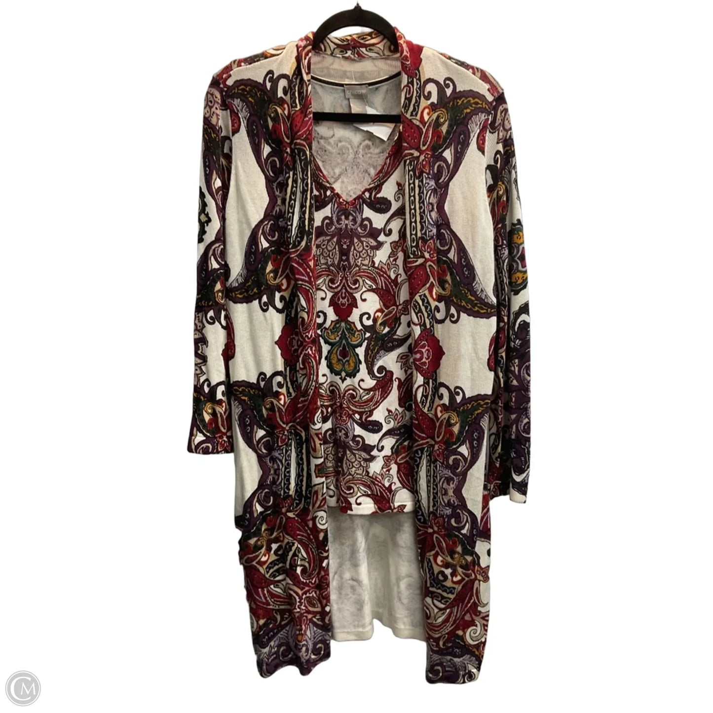 Sweater 2pc By Chicos In Paisley Print, Size: M