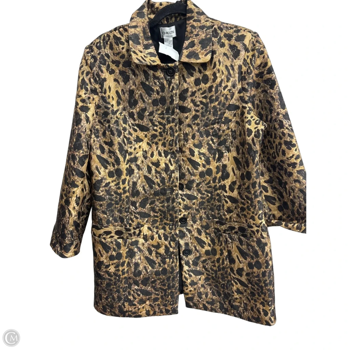 Jacket Puffer & Quilted By Chicos In Leopard Print, Size: L