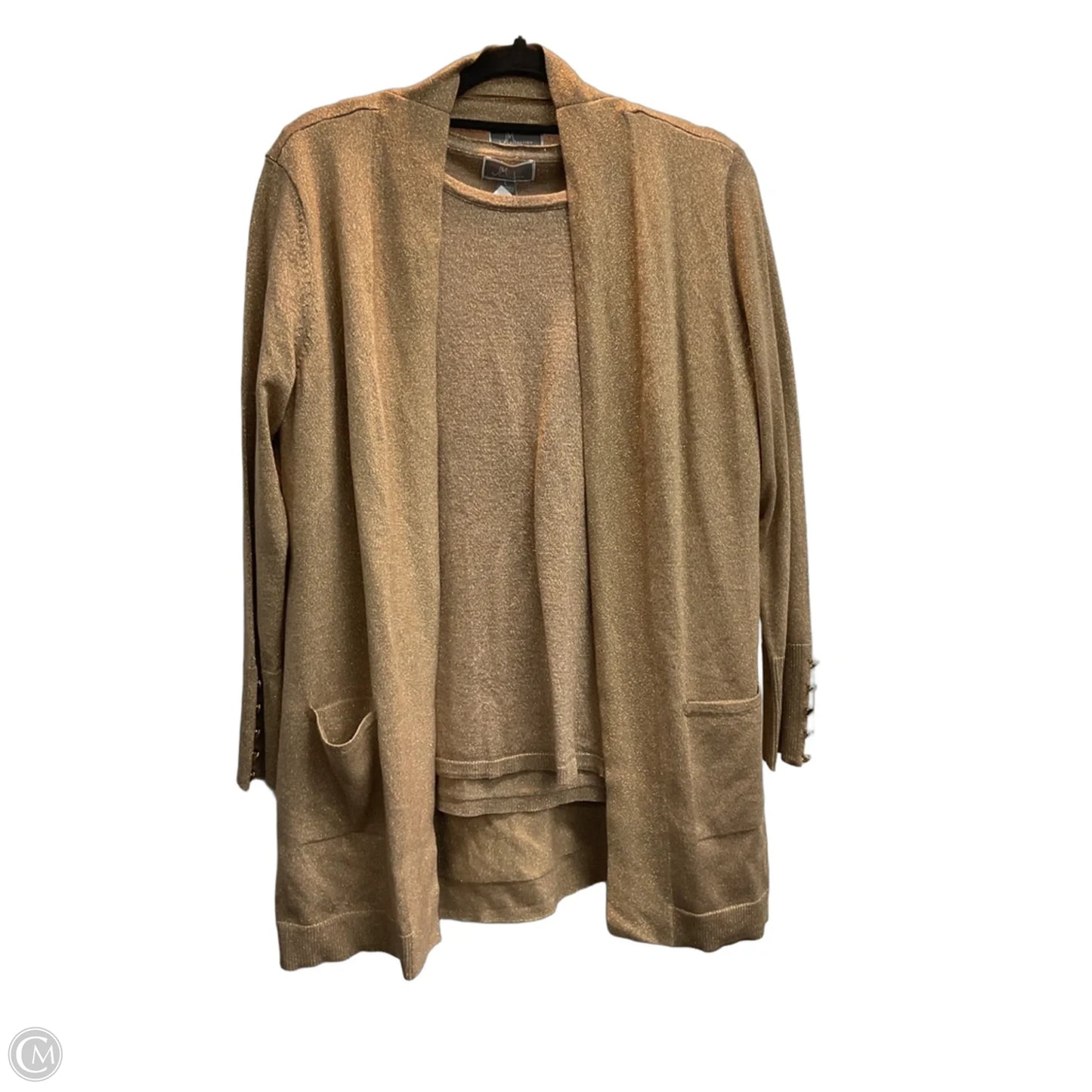 Cardigan By Jm Collections In Gold, Size: L