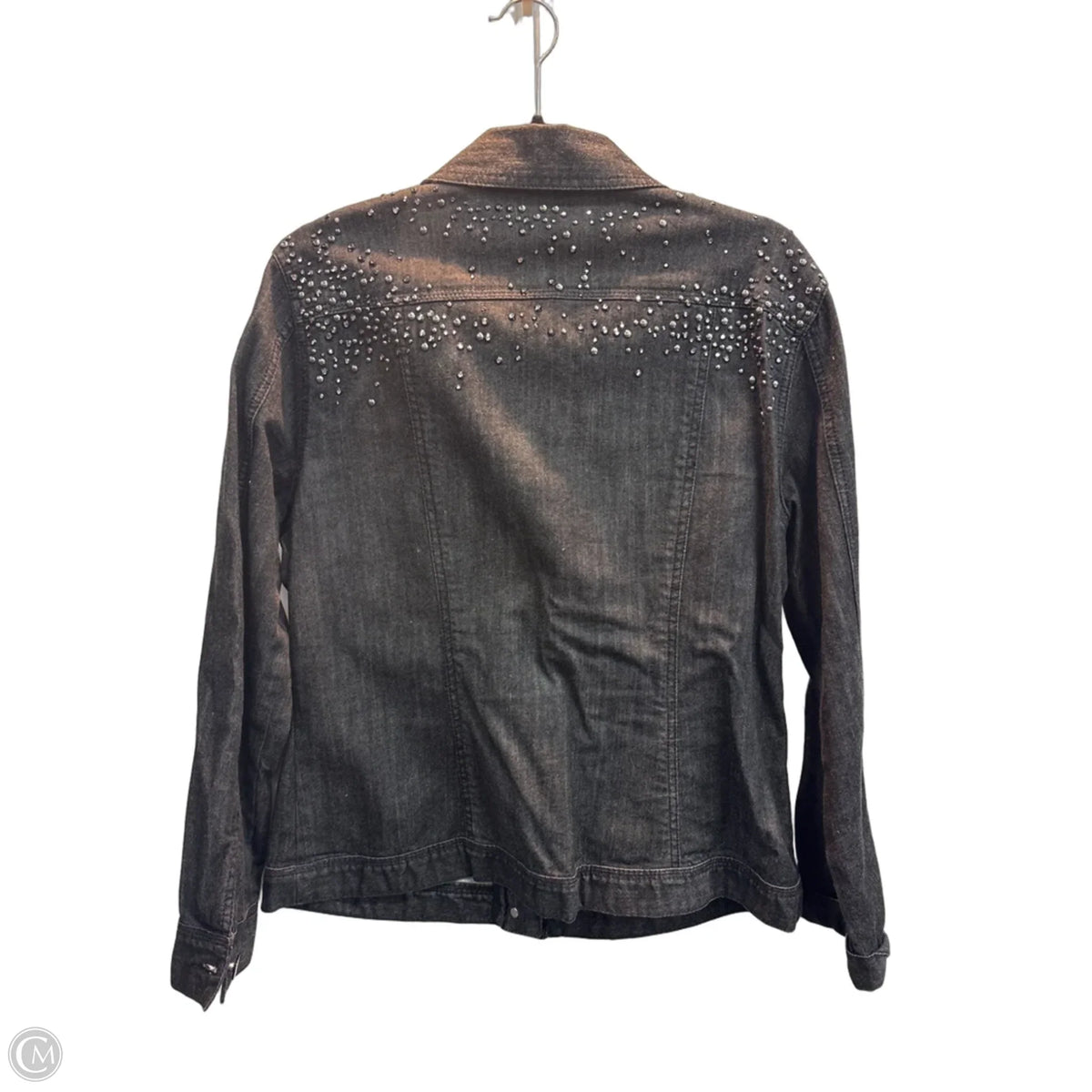 Jacket Denim By Chicos In Black Denim, Size: L