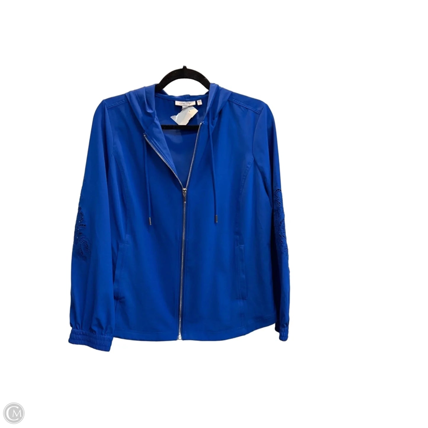 Jacket Windbreaker By Chicos In Blue, Size: S