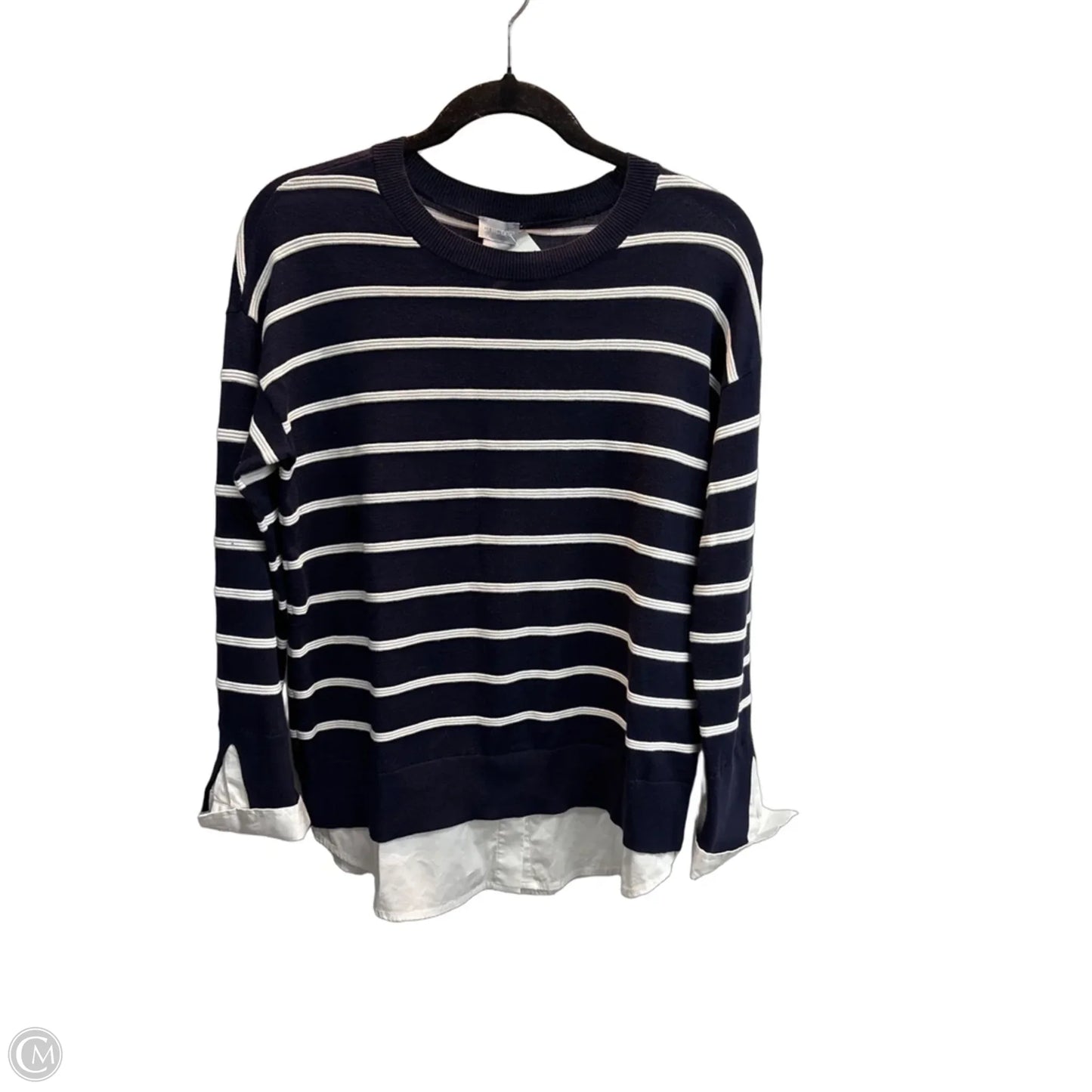Sweater By Chicos In Striped Pattern, Size: S