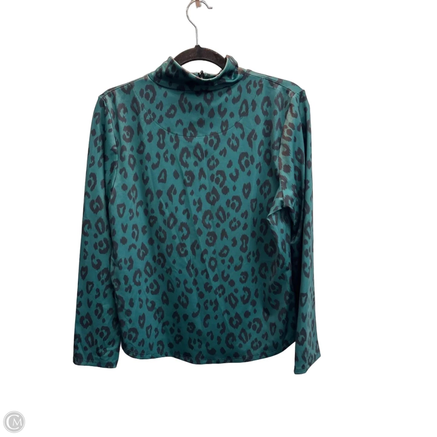 Athletic Top Long Sleeve Collar By Chicos In Leopard Print, Size: M
