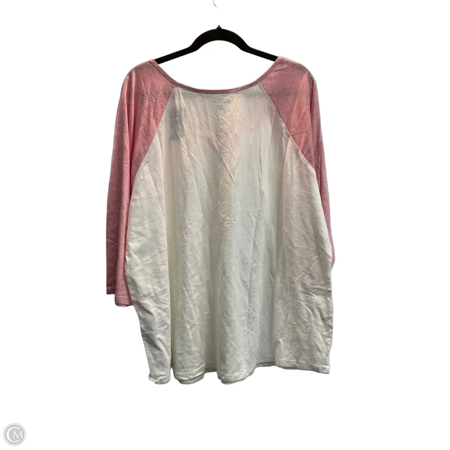 Top 3/4 Sleeve Basic By Lane Bryant In Pink & White, Size: 4x