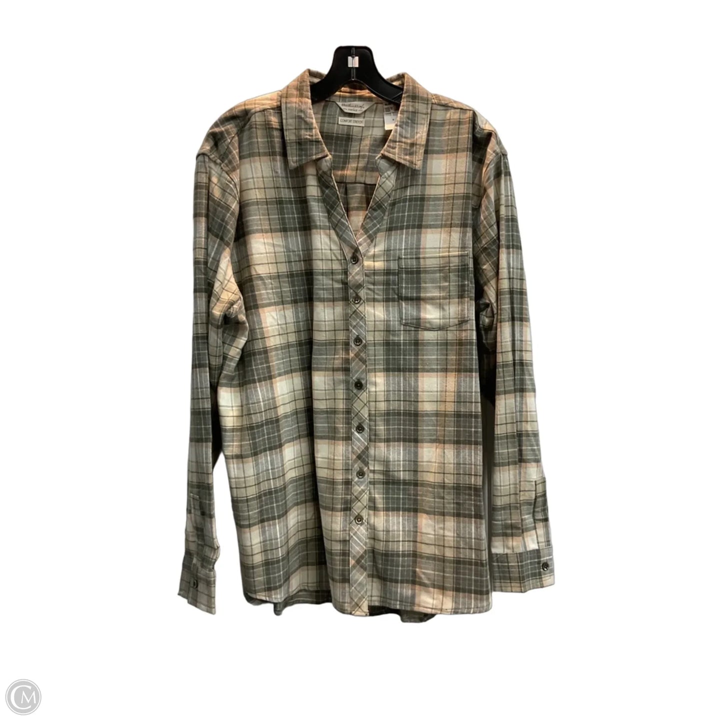 Top Long Sleeve By Weatherproof In Plaid Pattern, Size: Xl