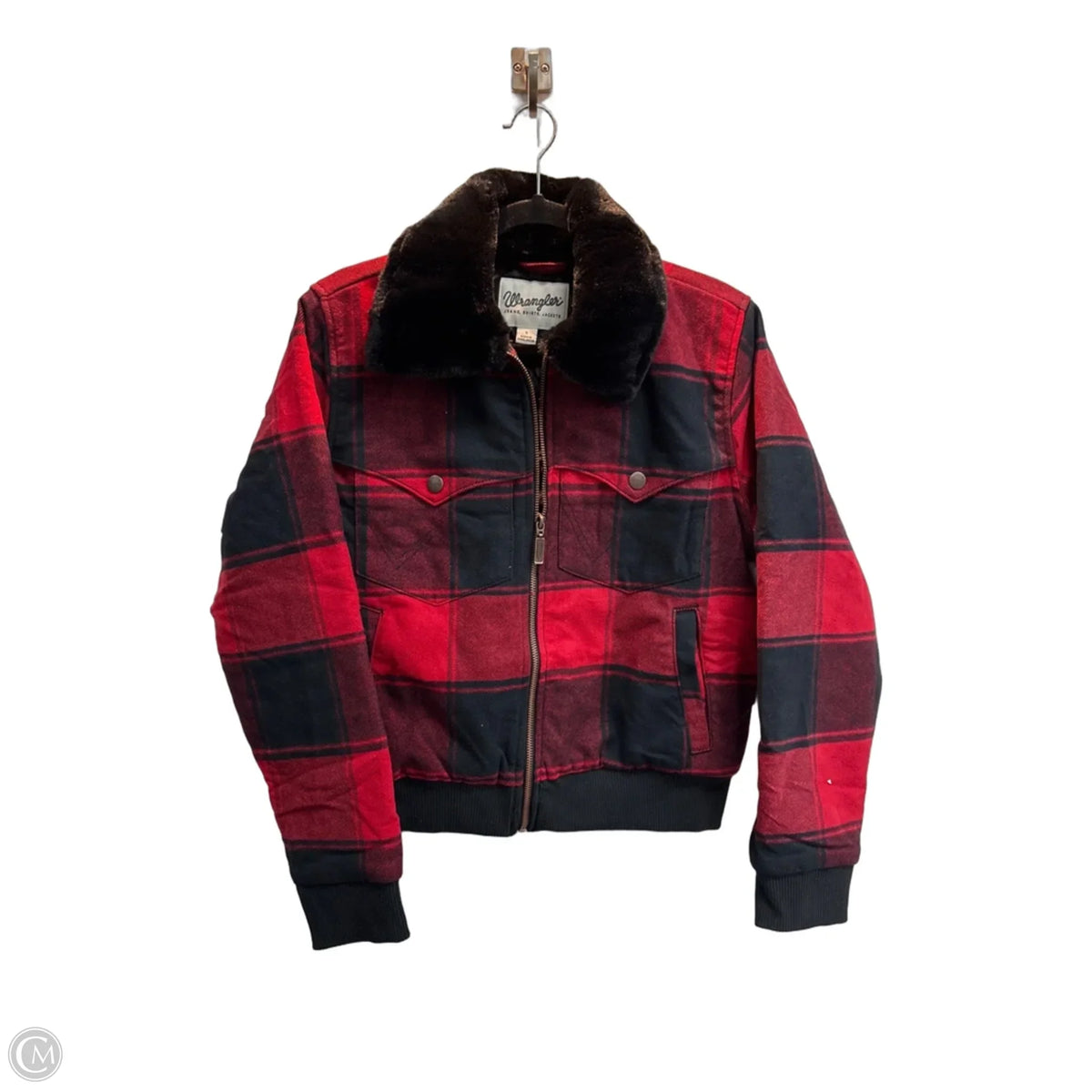 Jacket Puffer & Quilted By Wrangler In Plaid Pattern, Size: S