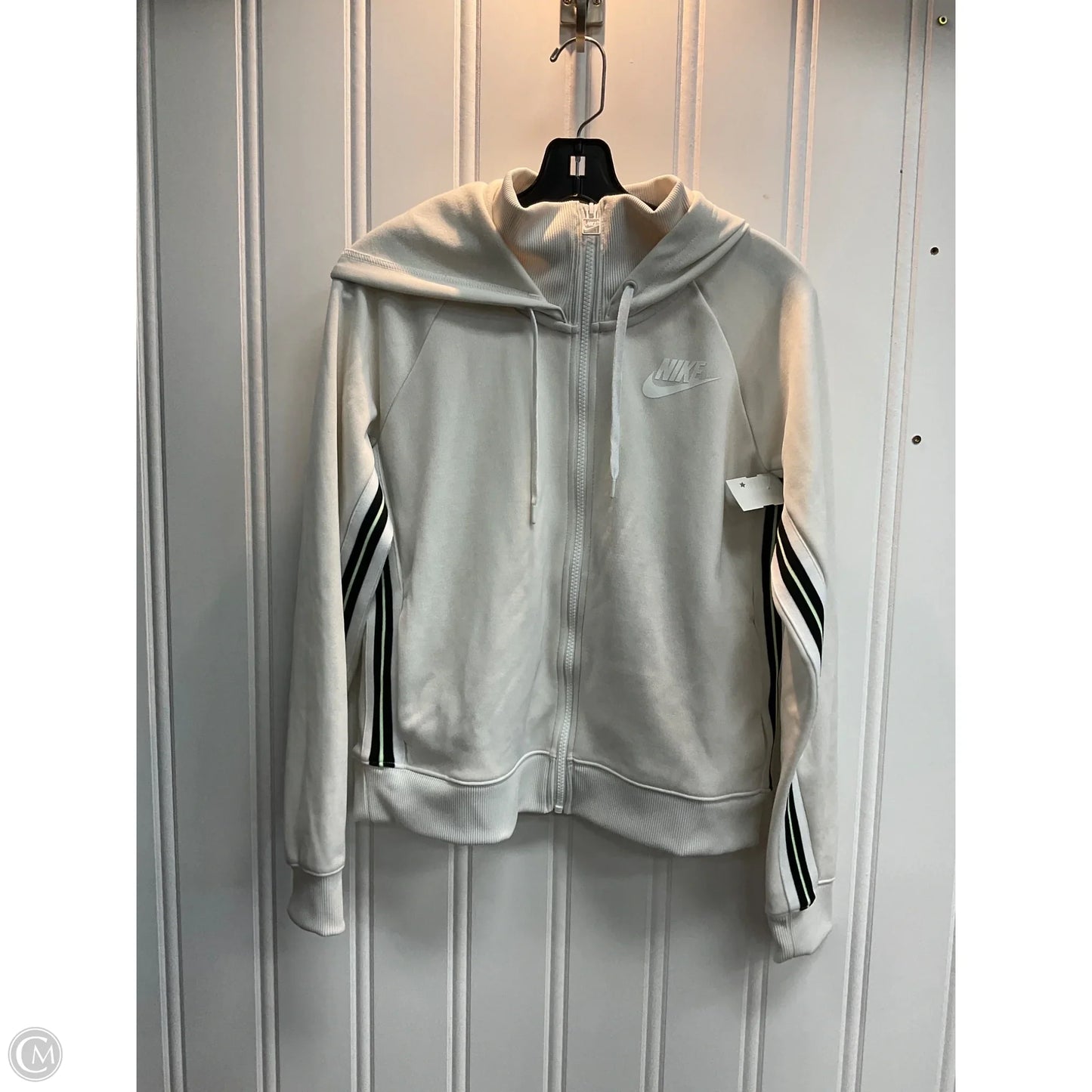 Athletic Jacket By Nike In Cream, Size: M