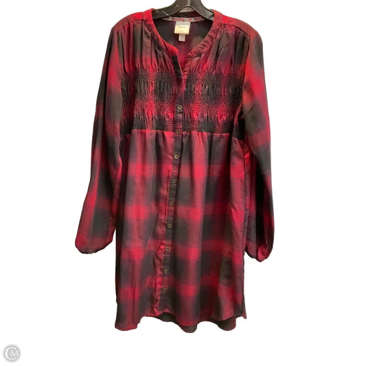 Dress Sweater By Knox Rose In Plaid Pattern, Size: L