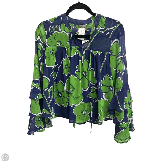 Blouse 3/4 Sleeve By Cato In Blue & Green, Size: S