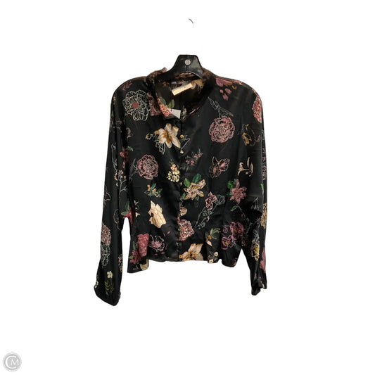 Blouse Long Sleeve By Zara In Floral Print, Size: Xl
