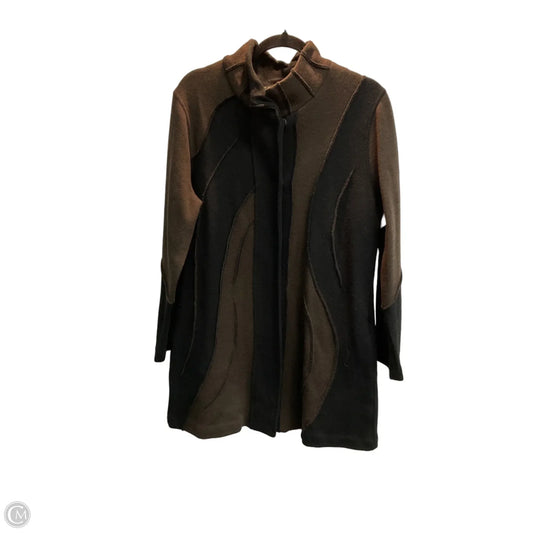 Sweater Cardigan By Icelandic Design In Black & Brown, Size: M