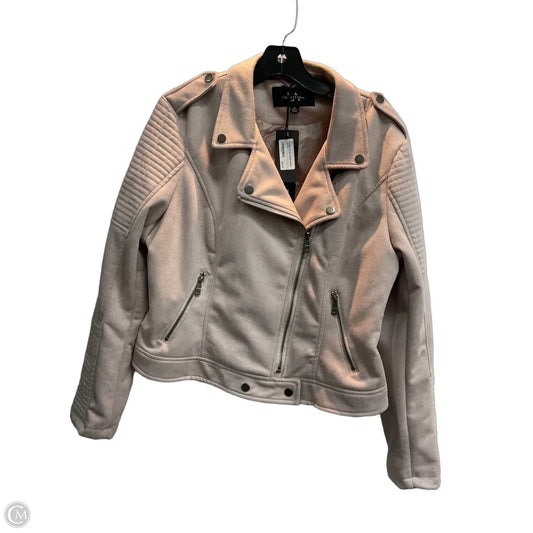 Jacket Moto By Clothes Mentor In Pink, Size: Xl
