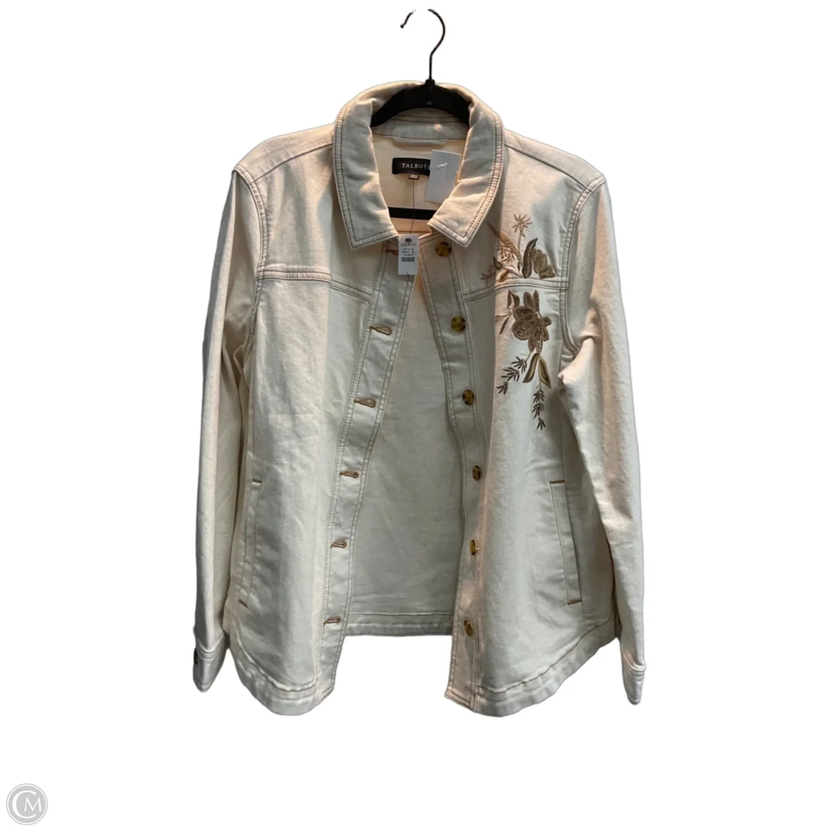 Jacket Denim By Talbots In Cream, Size: L