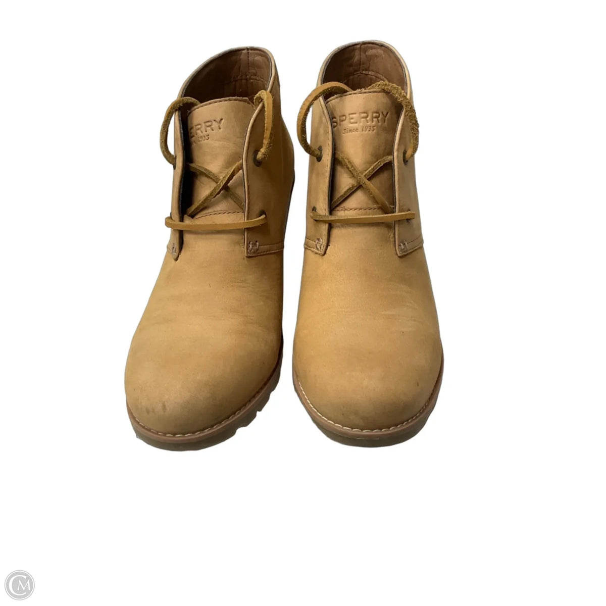 Boots Ankle Heels By Sperry In Tan, Size: 10
