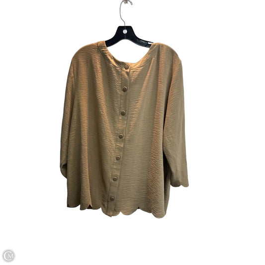 Top 3/4 Sleeve By Cato In Tan, Size: 3x