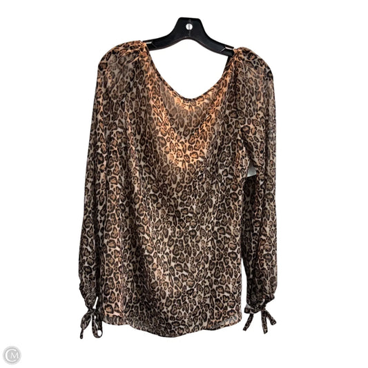 Blouse Long Sleeve By White House Black Market In Animal Print, Size: L