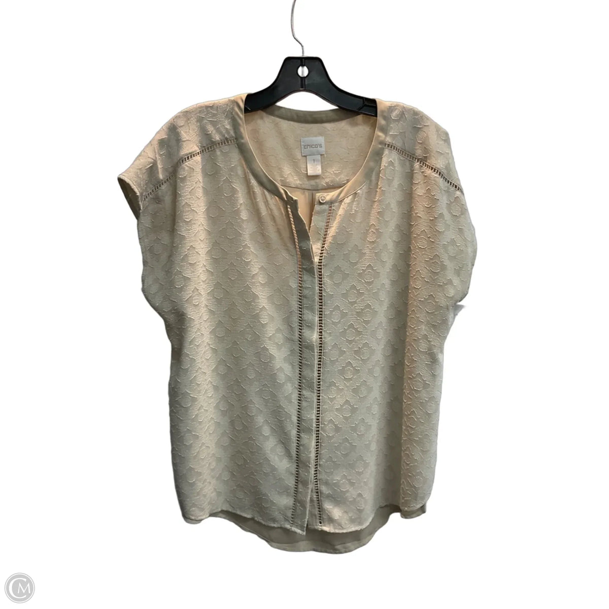 Blouse Short Sleeve By Chicos In Tan, Size: M