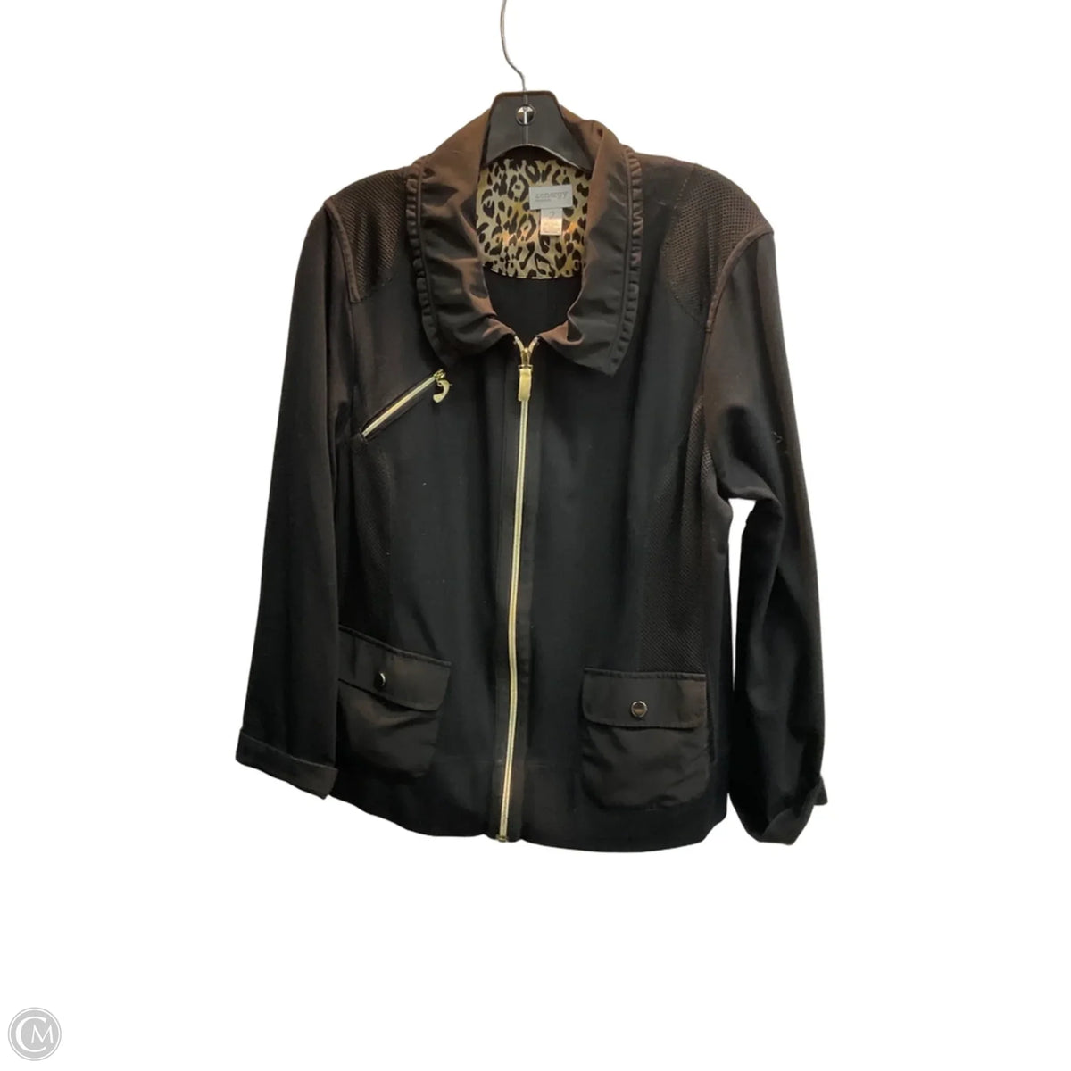 Athletic Jacket By Chicos In Black, Size: L