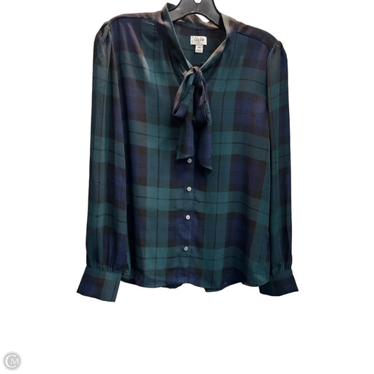 Blouse Long Sleeve By J. Crew In Plaid Pattern, Size: Xs