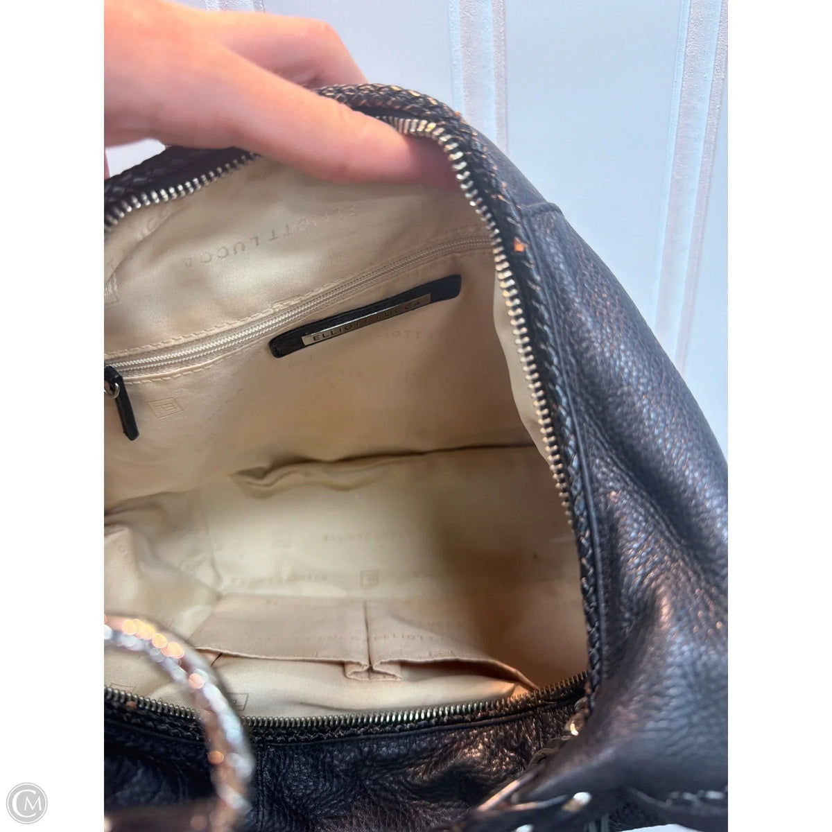 Handbag Leather By Elliot Lucca, Size: Medium