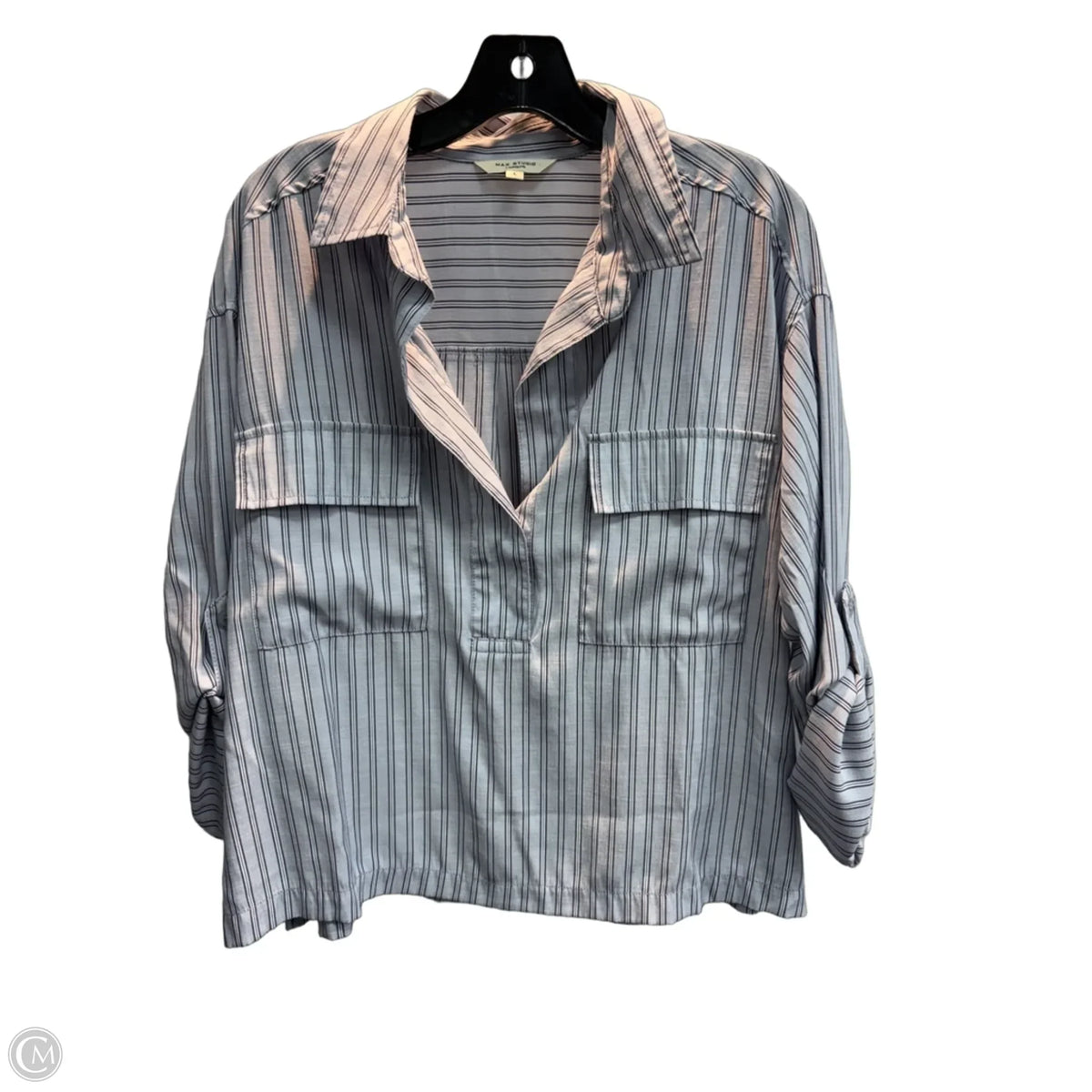 Top Long Sleeve By Max Studio In Striped Pattern, Size: L
