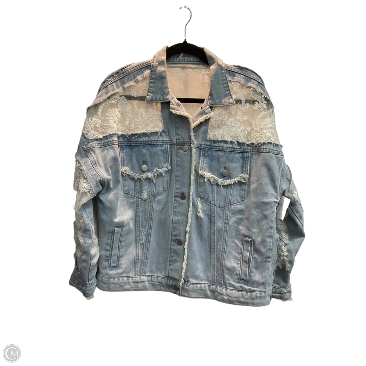 Jacket Denim By Clothes Mentor In Blue Denim, Size: L