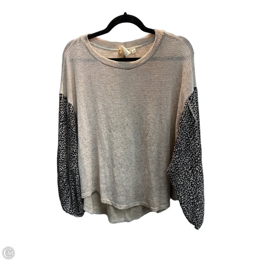 Top 3/4 Sleeve By Blu Pepper In Tan, Size: M