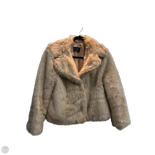 Jacket Faux Fur & Sherpa By Love Tree In Peach, Size: L