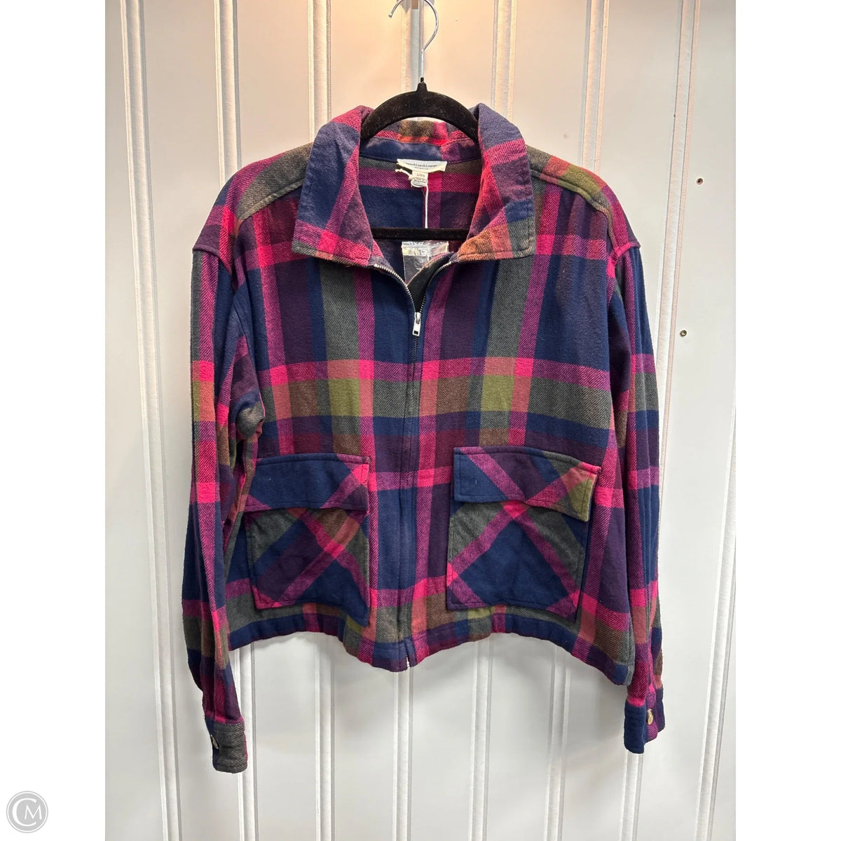 Jacket Shirt By Beachlunchlounge In Plaid Pattern, Size: L