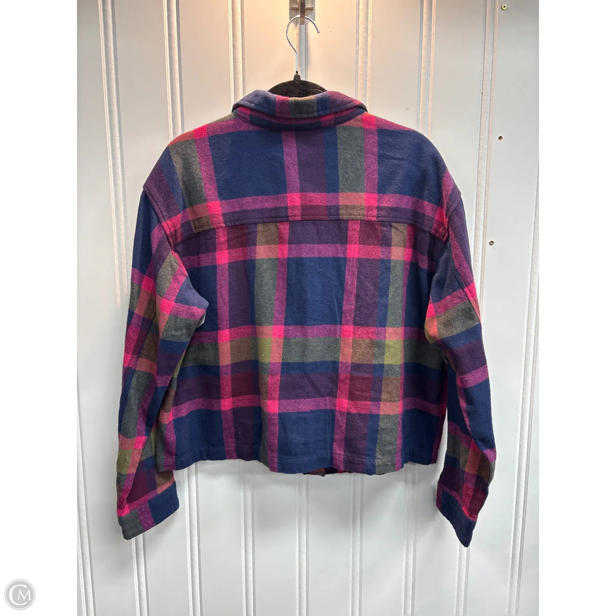 Jacket Shirt By Beachlunchlounge In Plaid Pattern, Size: L